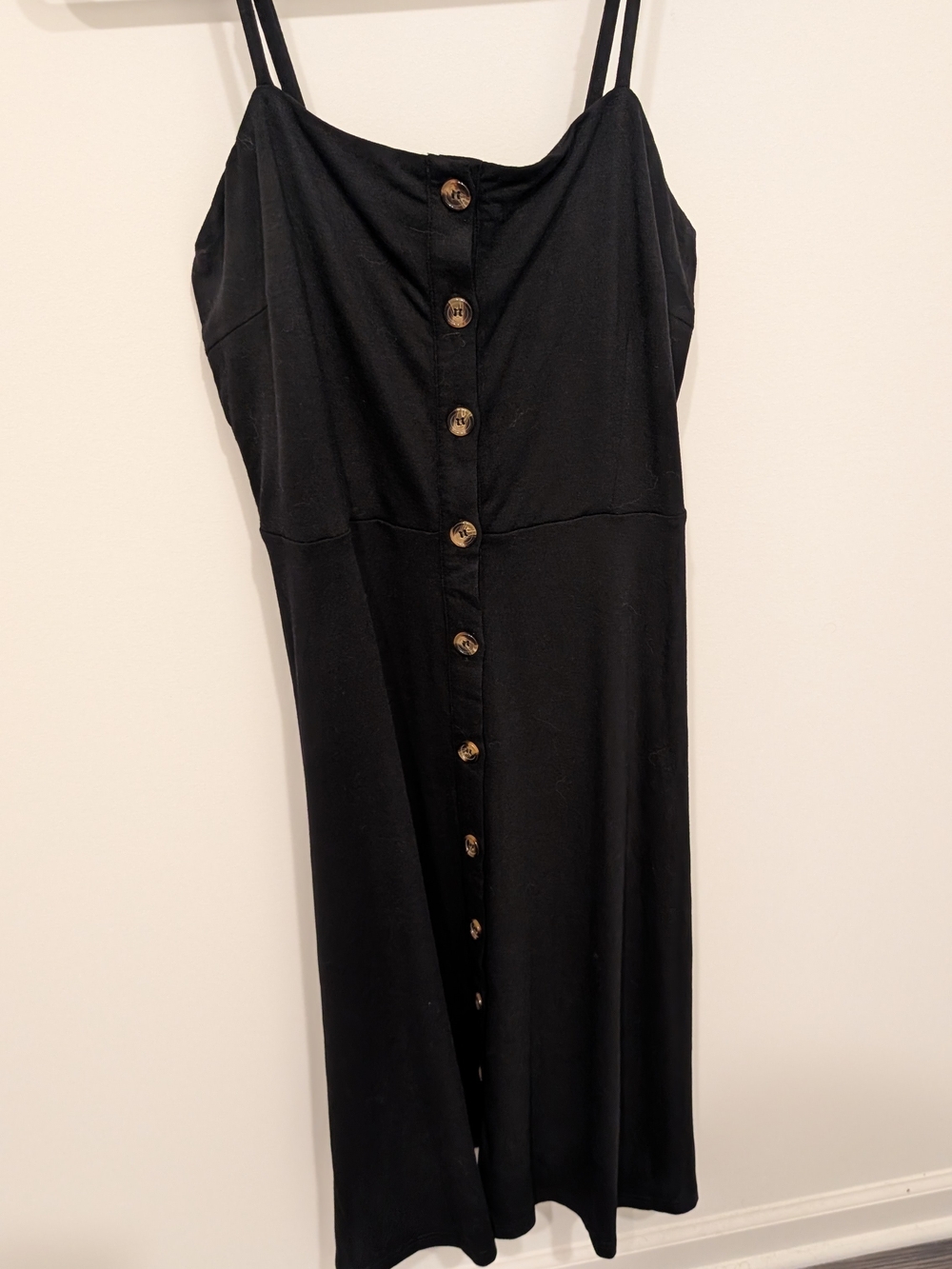 Black Button-Front Midi Dress